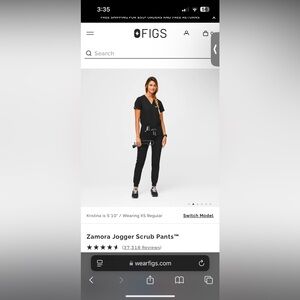 FIGS Zamora Pants (Size Small, Black)